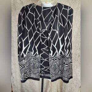 Stylish Zebra Black and White Women's Jacket Cami Set Hand Crafted